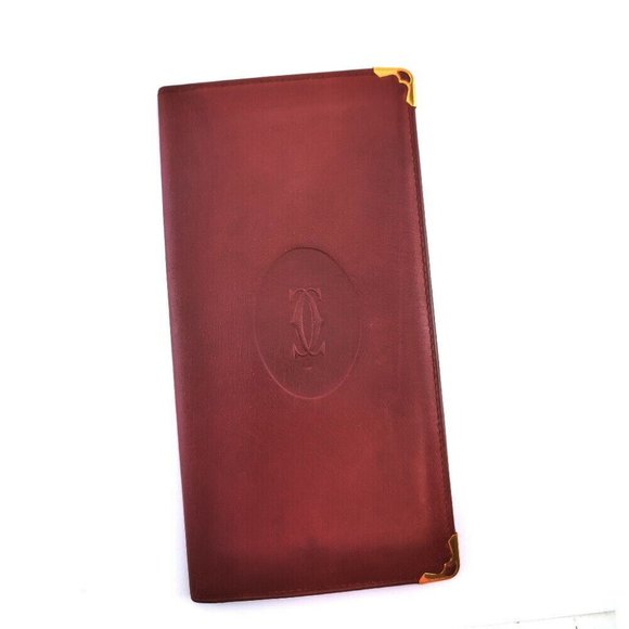 CARTIER Long bill Mastrin Bordeaux Leather Authentic